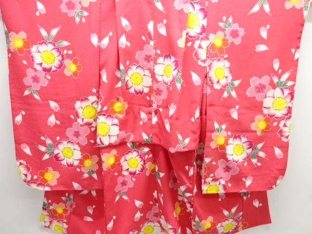 桜模様子供着物（重ね衿付き）